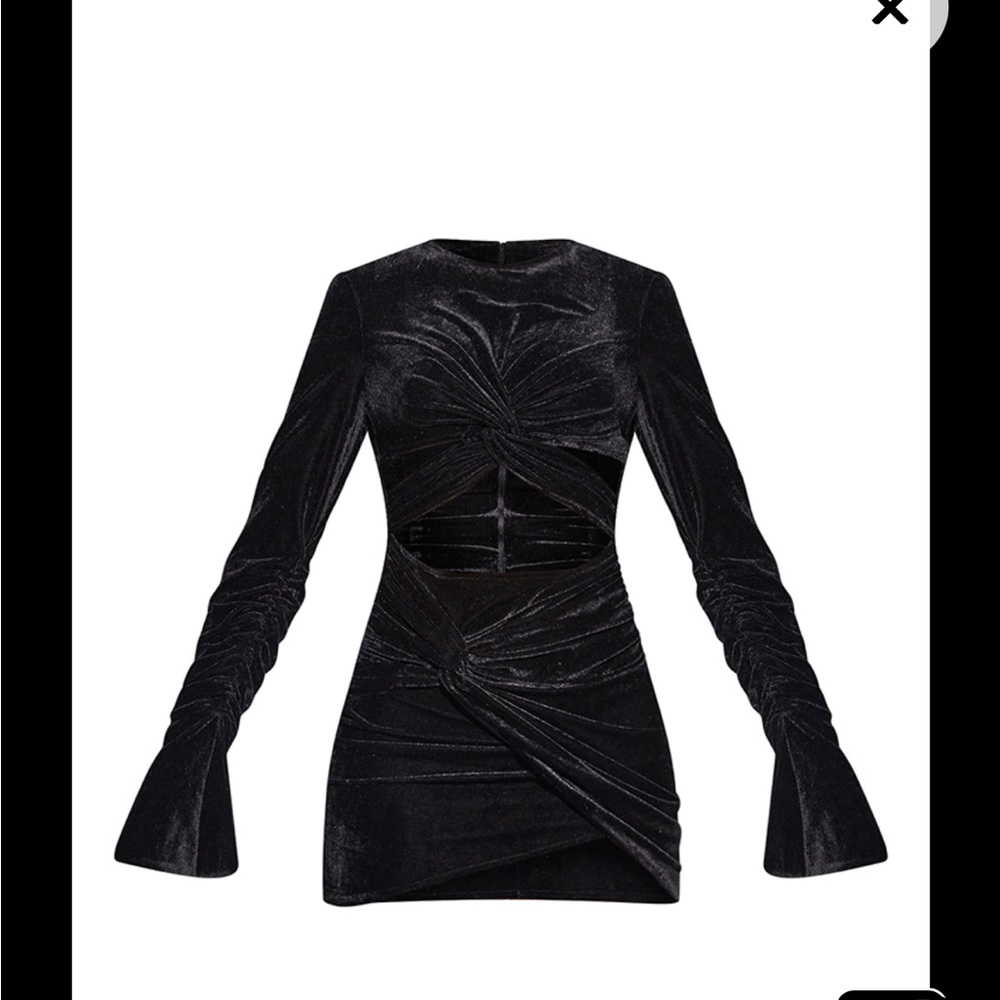 Black velvet mini dress